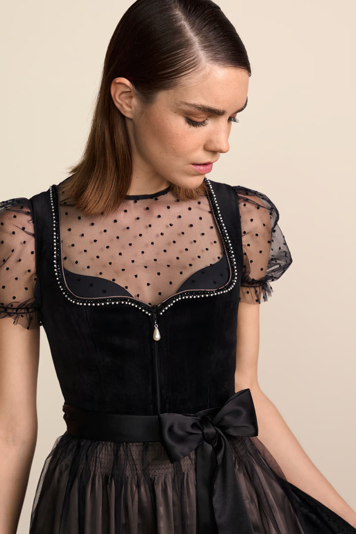 Kruger Midi Dirndl 2pcs. 60cm "Cannolo" black (38)
