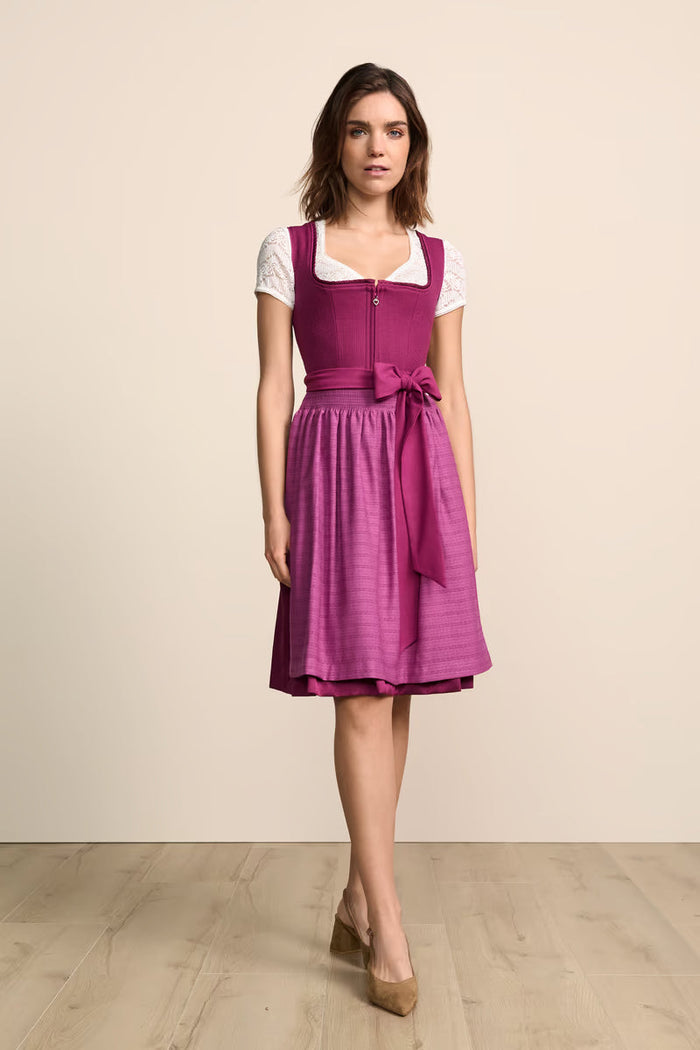 Kruger Midi Dirndl 2pcs. 60cm "Emmelina" berry
