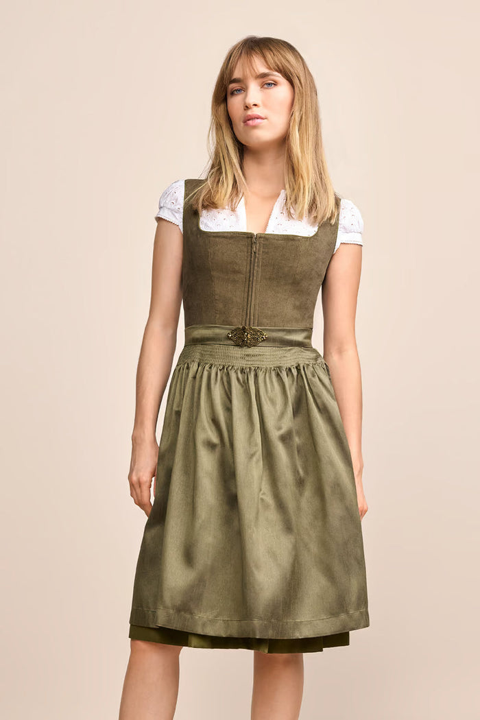 Kruger Midi Dirndl 2pcs. 60cm "Evi" olive