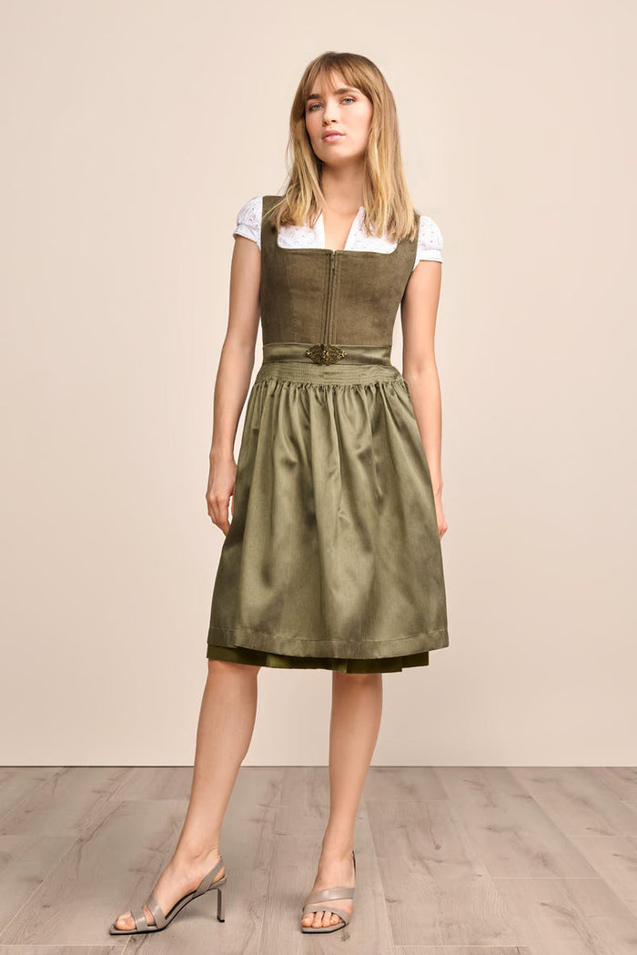 Kruger Midi Dirndl 2pcs. 60cm "Evi" olive