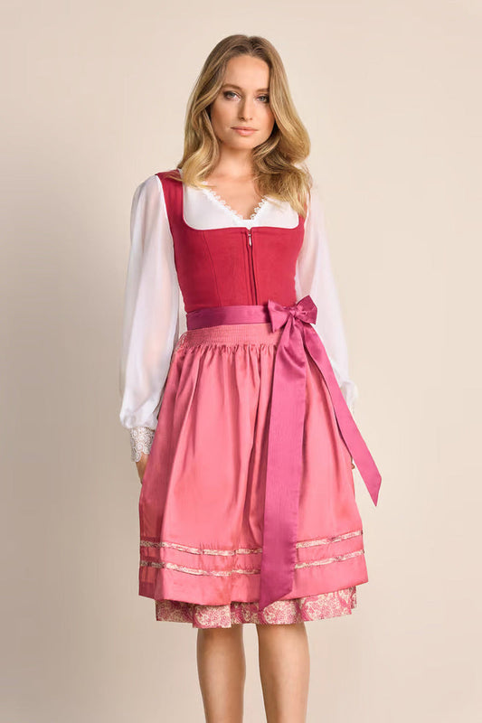 Kruger Midi Dirndl 2pcs. 60cm "Flaminia" red (sizes 36)