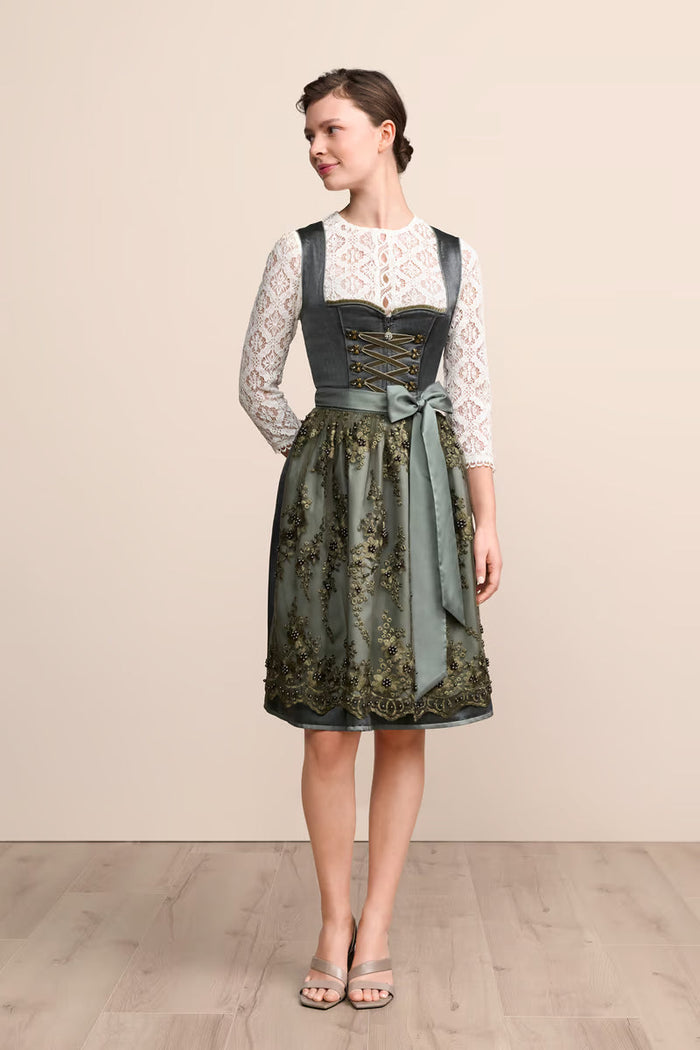 Kruger Midi Dirndl 2pcs. 60cm "Lunessa" green