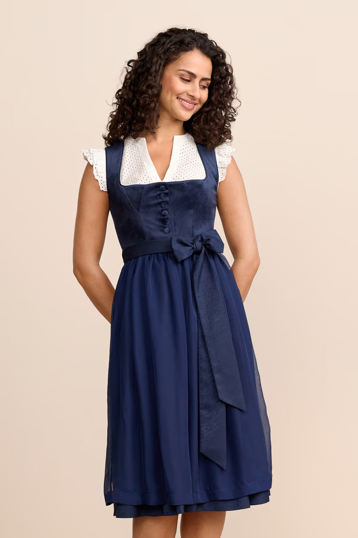 Krüger Mirabella Long Dirndl, Blue — 70cm 2pc Set