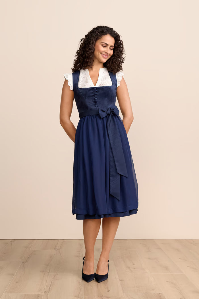 Krüger Mirabella Long Dirndl, Blue — 70cm 2pc Set