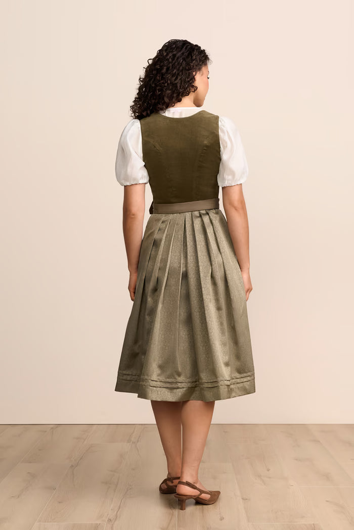 Krüger Solene Long Dirndl, Olive — 70cm 2pc Set