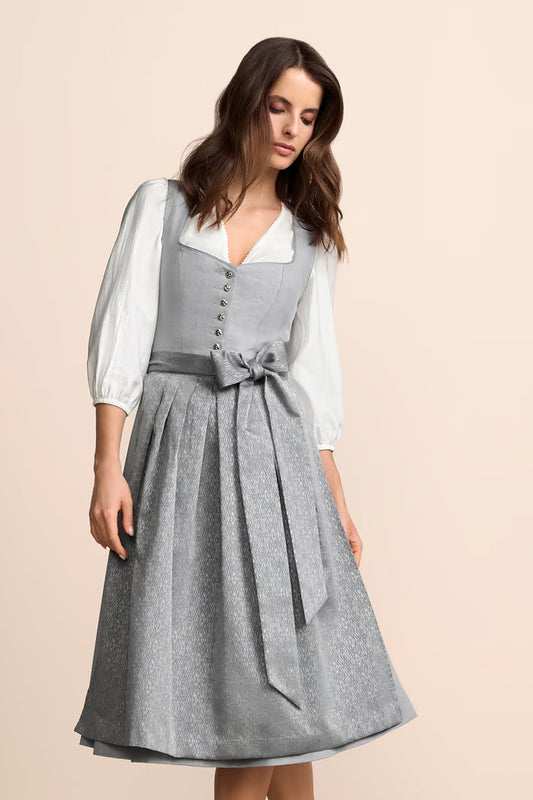 Krüger Sylphira Long Dirndl, Grey — 70cm 2pc Set