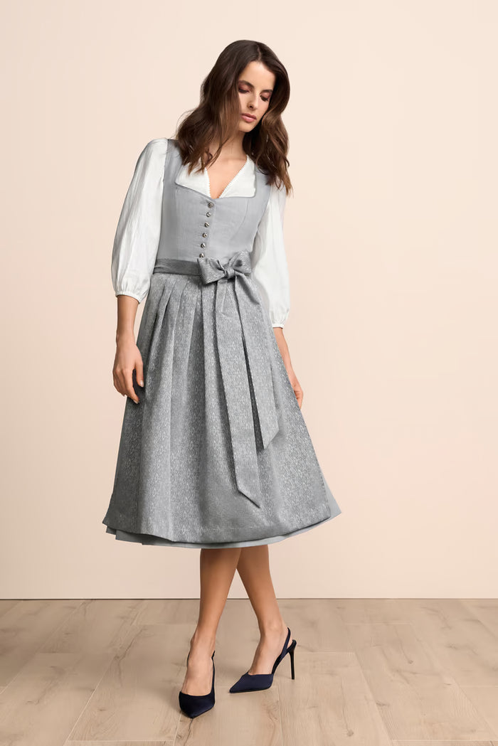 Krüger Sylphira Long Dirndl, Grey — 70cm 2pc Set
