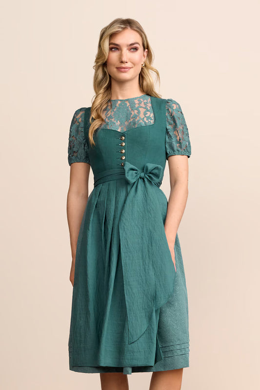 Krüger Sylvina Long Dirndl, Turquoise — 70cm 2pc Set