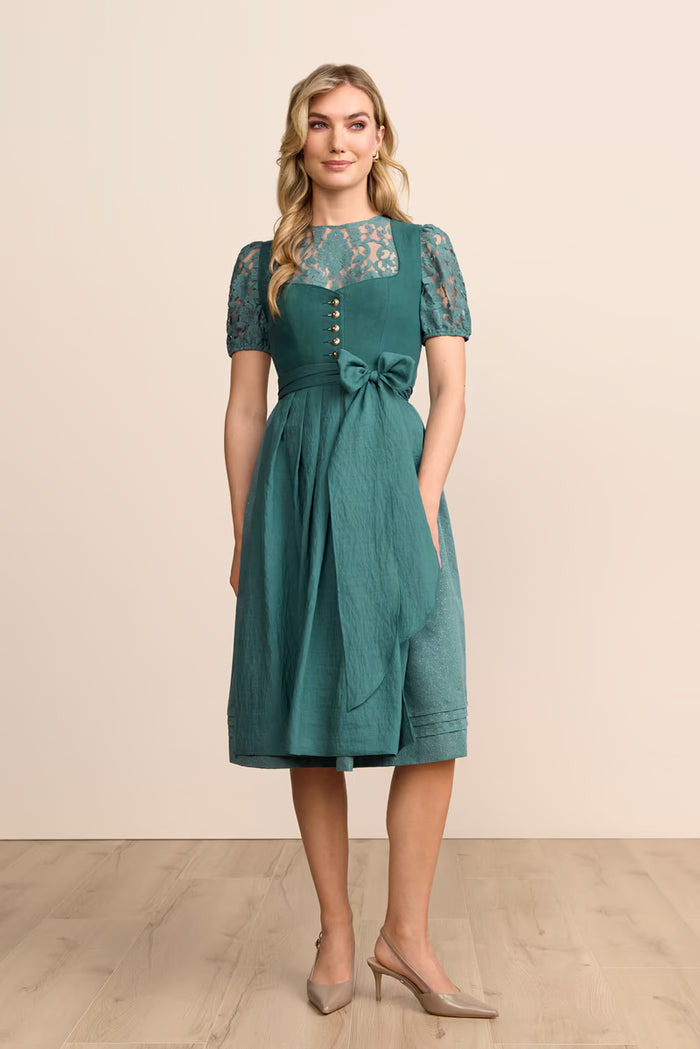Krüger Sylvina Long Dirndl, Turquoise — 70cm 2pc Set