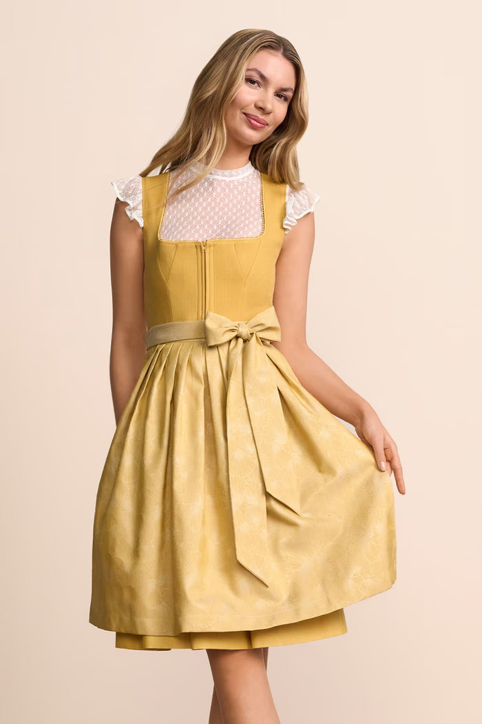 Kruger Vynella Midi Dirndl, Yellow — 60cm 2pc Set