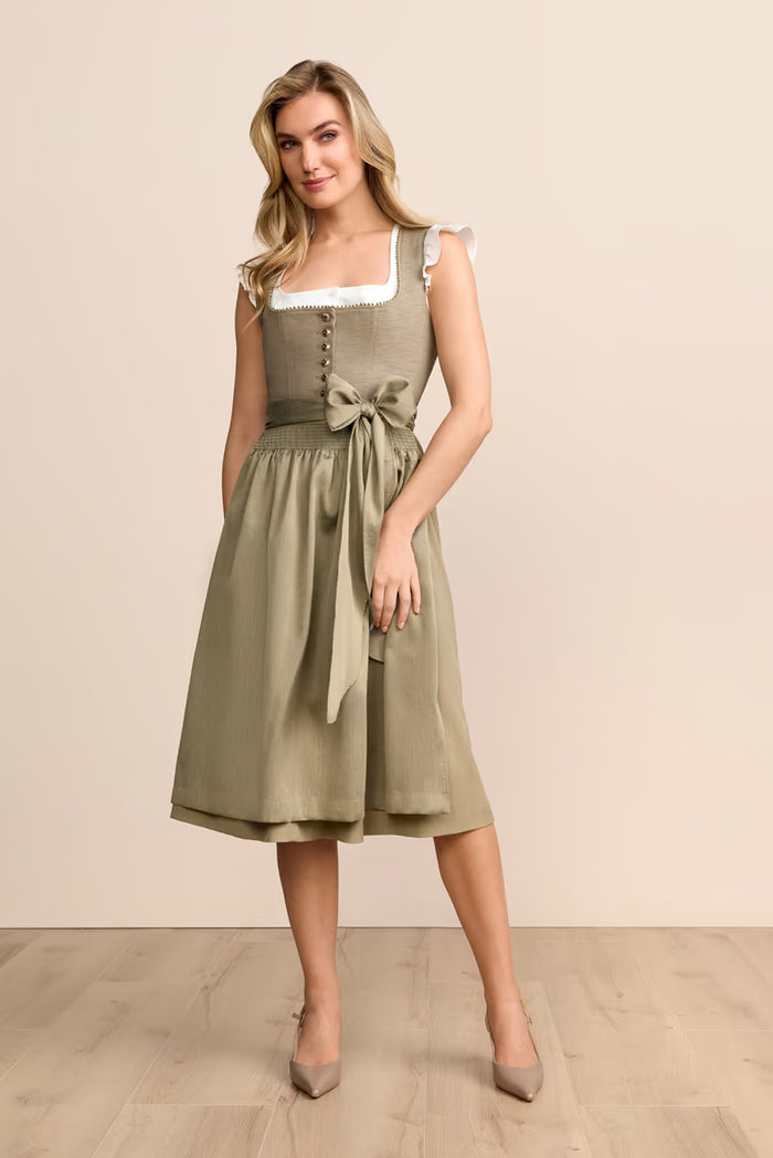 Krüger Winella Long Dirndl, Olive — 70cm 2pc Set