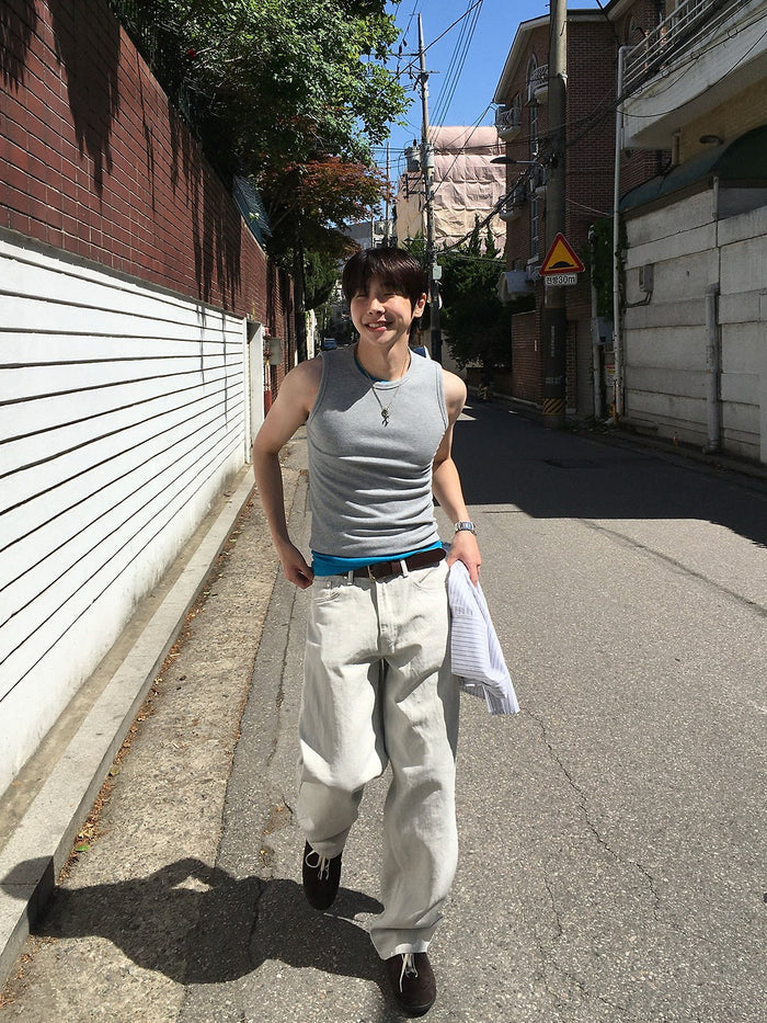 Label Dyeing Pants GRAY 着用イメージ