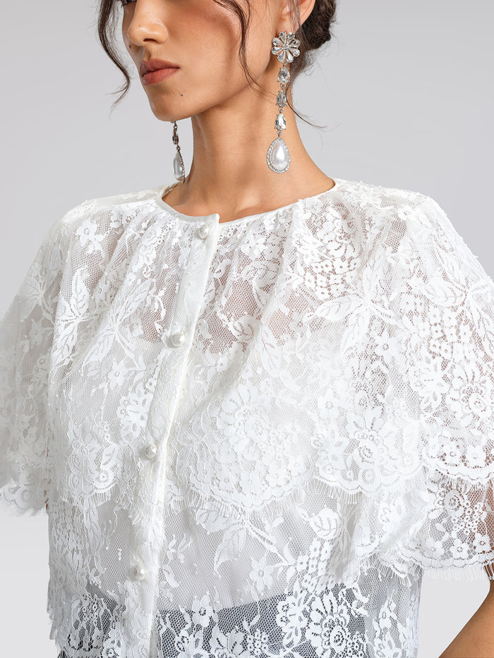 Lace Bow Tie French Style Blouse(Camisole Included)