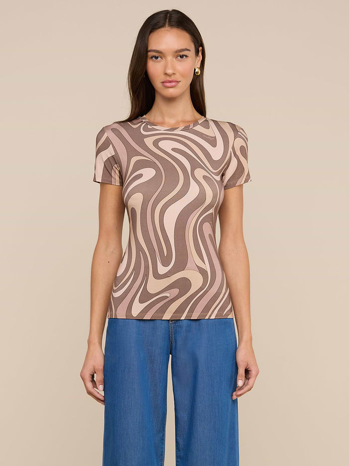 L'Agence Ressi Crew in Brown Sepia Swirl