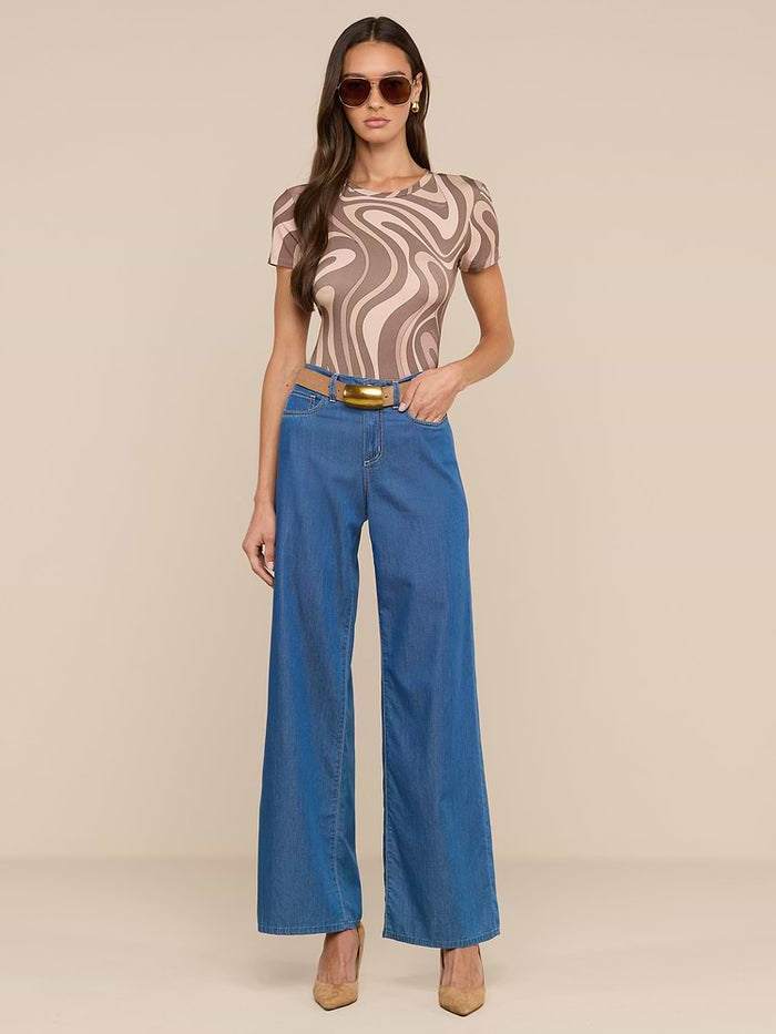 L'Agence Ressi Crew in Brown Sepia Swirl