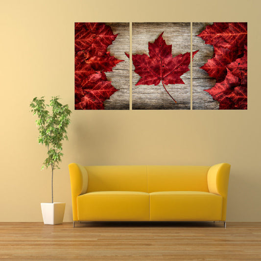 Large Rustic Canada Flag Multi Panel Canvas Wall