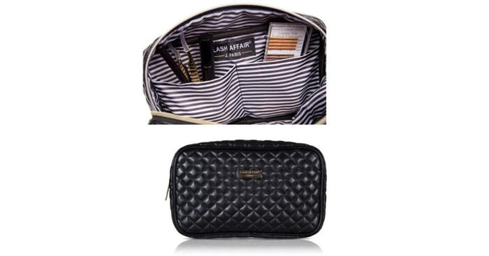 Lash Affair Makeup Bag - Black Tufted/ Gold Accents