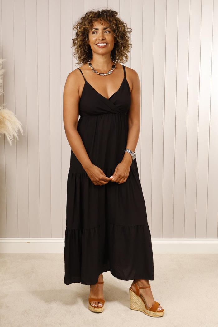 Lena Tiered Dress Black