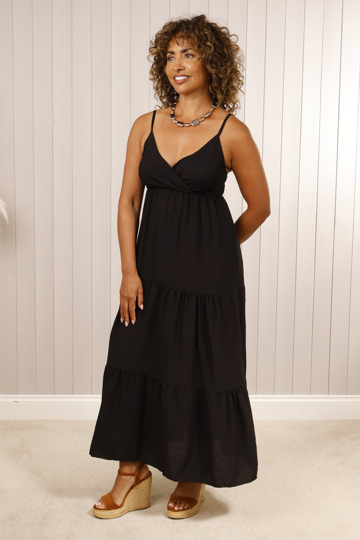 Lena Tiered Dress Black