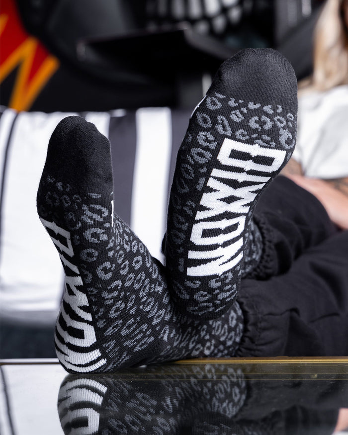Leopard Socks- Black & Grey