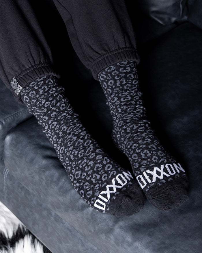 Leopard Socks- Black & Grey