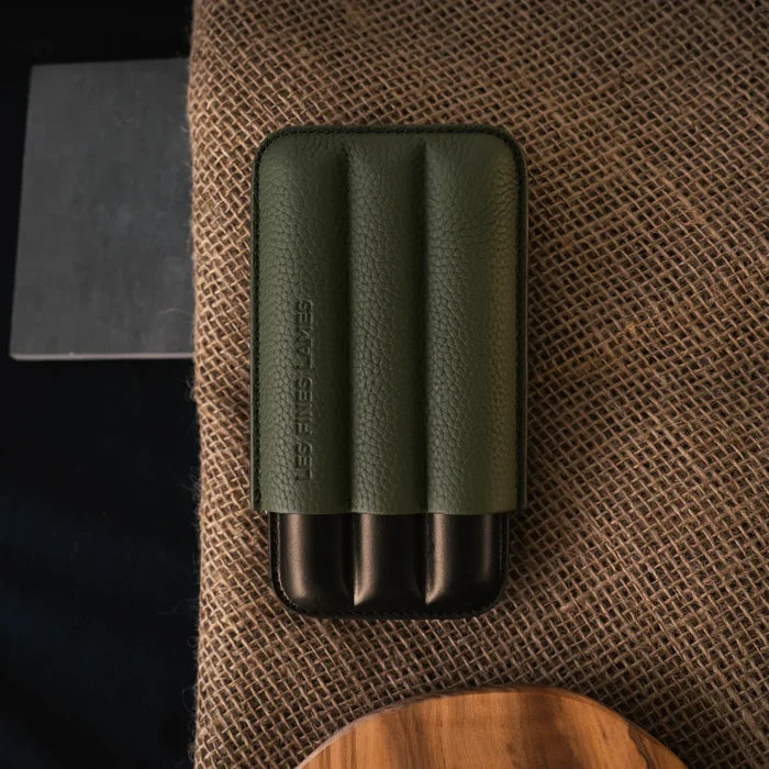 Les Fines Lames Cigar Case TRIO Green Pebble - CA7108005