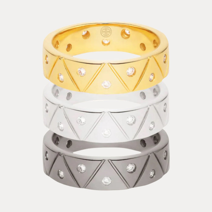 22kt Gold, Palladium Dark, and Palladium Light Gold Plated Brass "Light" Serenity Ring for Women | BuDhaGirl