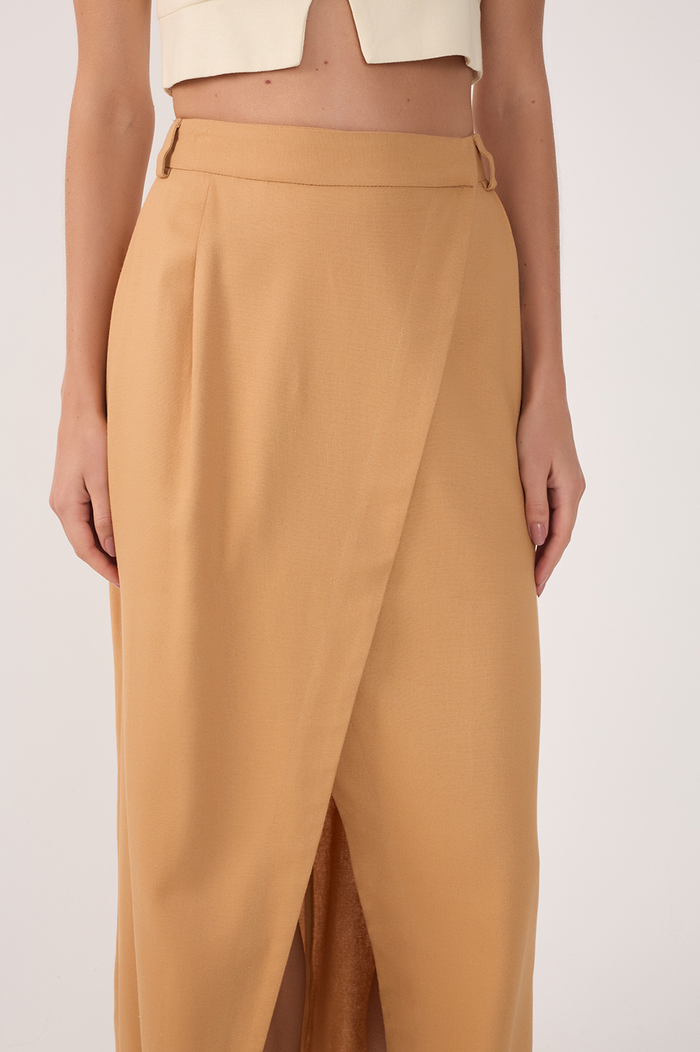 Linen Midi Wrap Skirt