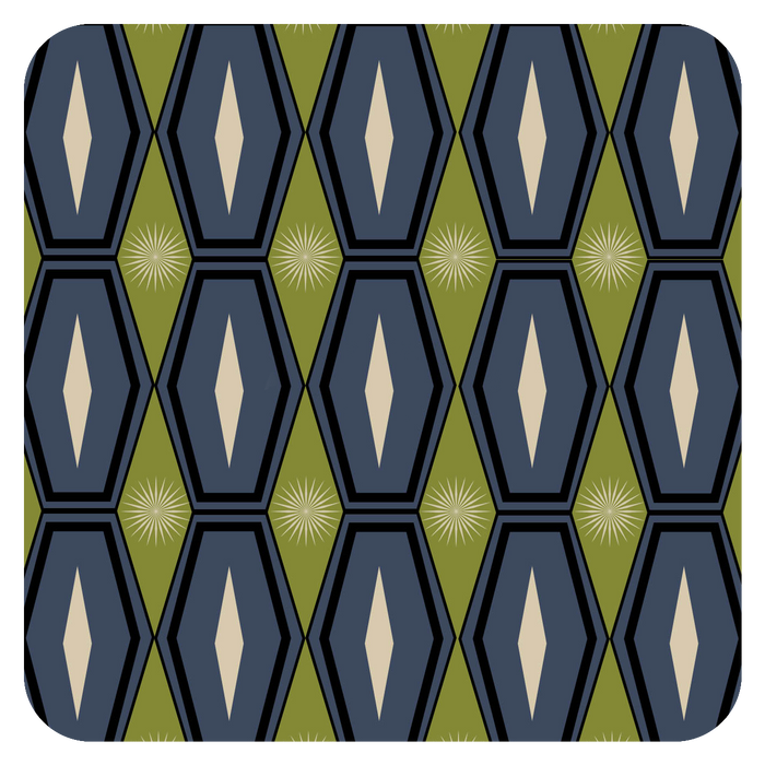 Long Blue Hexagon Pulp Board Coaster Set of 6