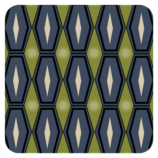 Long Blue Hexagon Pulp Board Coaster Set of 6