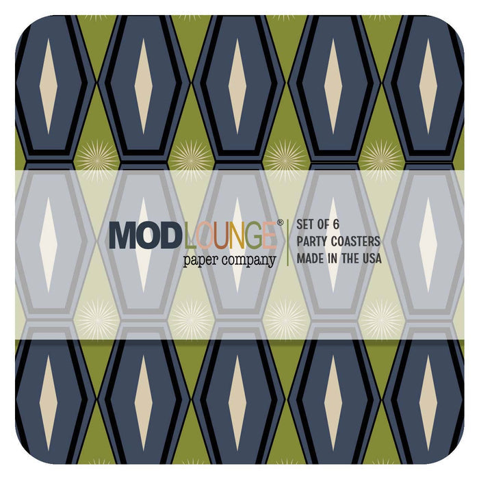Long Blue Hexagon Pulp Board Coaster Set of 6