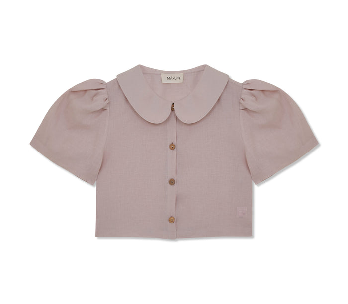 Má + Lin Frances Cropped Linen Blouse in Primrose