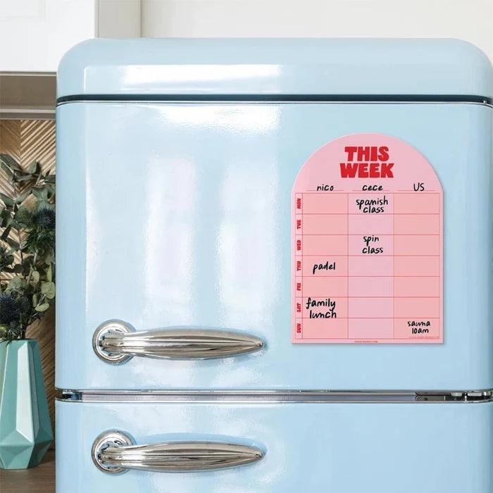 Magnetic Weekly Fridge Planner - A4 - Pink & Red