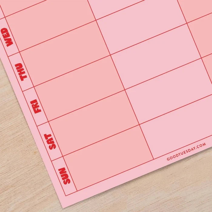 Magnetic Weekly Fridge Planner - A4 - Pink & Red
