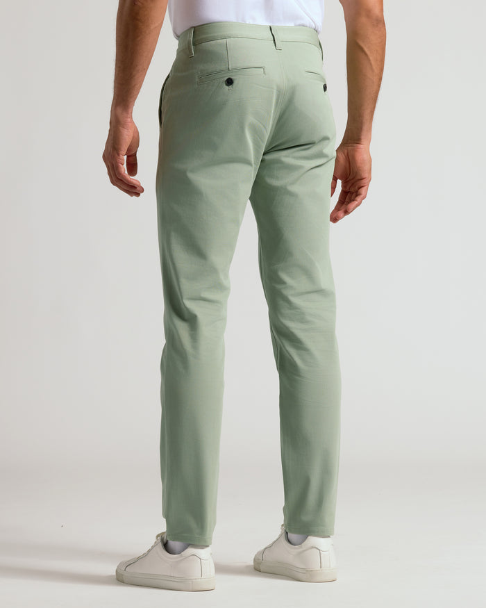 Meadow Slim Twill Chino Pant styled with white sneakers.