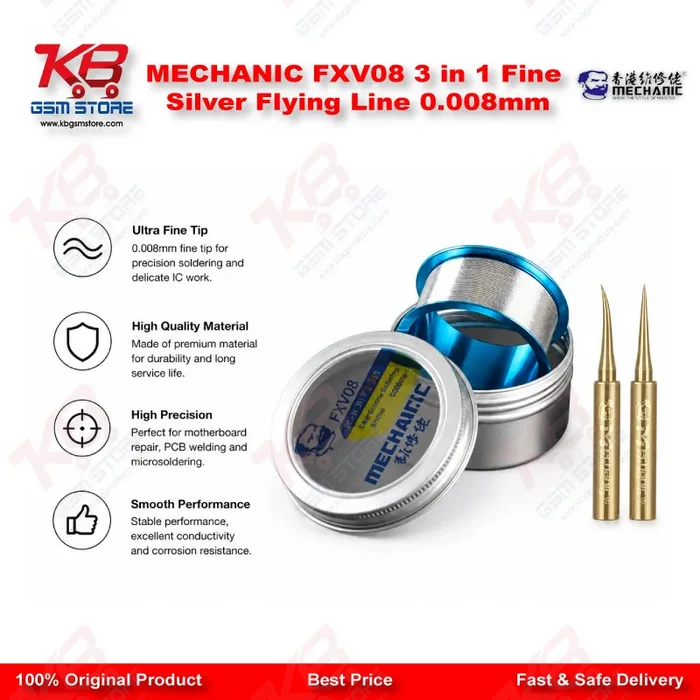 MECHANIC FXV08 3 in 1 Fine Silver Flying Line 0.008mm