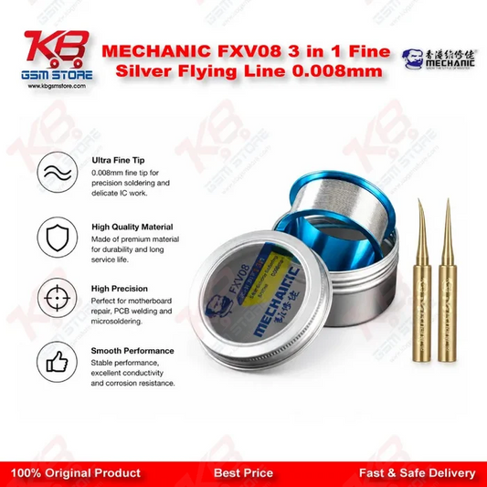 MECHANIC FXV08 3 in 1 Fine Silver Flying Line 0.008mm