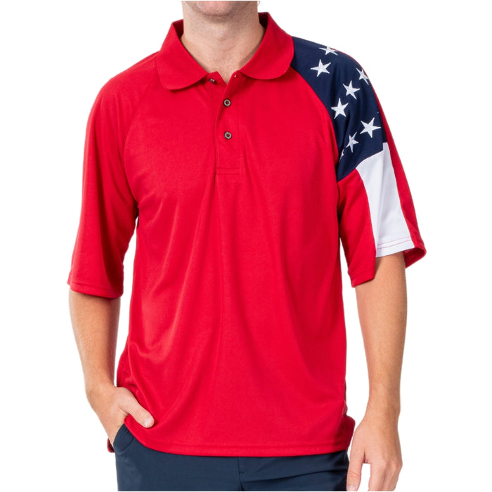 Mens Allegiance Freedom Tech Fabric Polo Shirt Red - The Flag Shirt