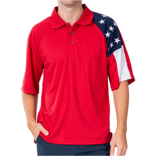 Mens Allegiance Freedom Tech Fabric Polo Shirt Red - The Flag Shirt