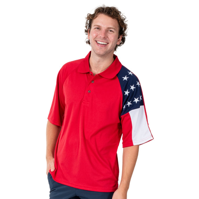 Mens Allegiance Freedom Tech Fabric Polo Shirt Red - The Flag Shirt