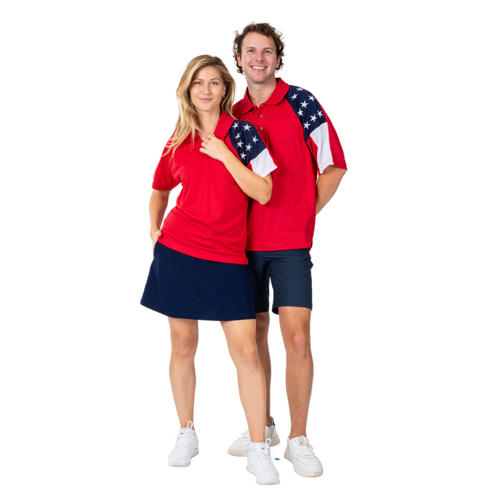 Women's Allegiance Freedom Tech Polo Shirt -Red - The Flag Shirt