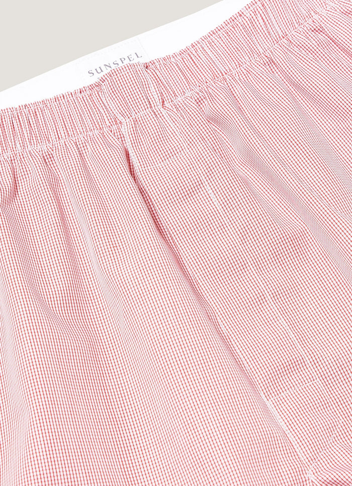 Men's Classic Boxer Short in Red Micro Gingham