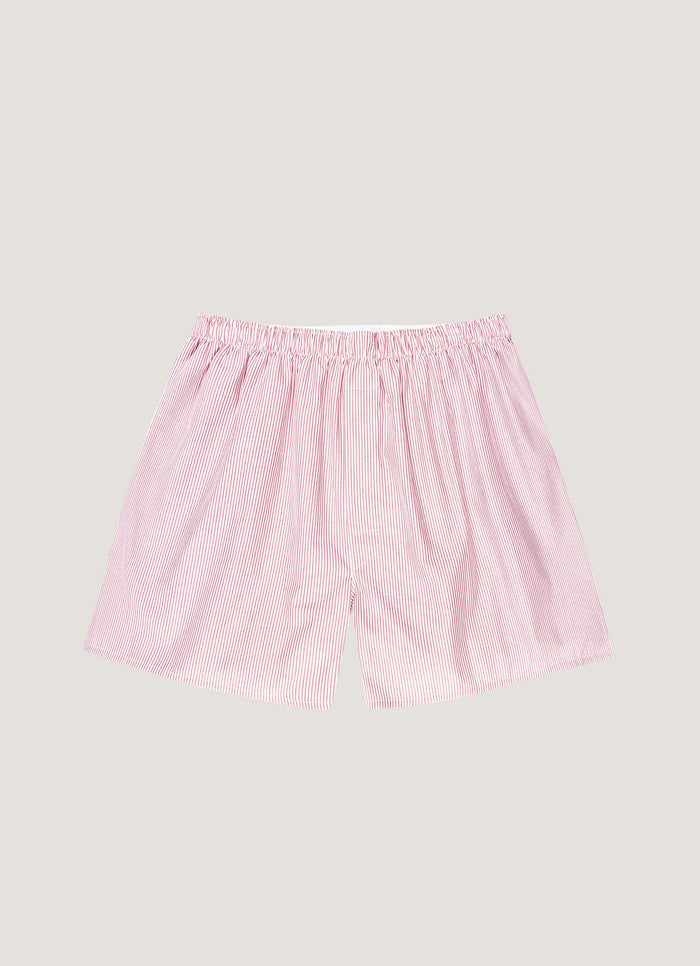 Men's Classic Boxer Short in White/Red Pinstripe
