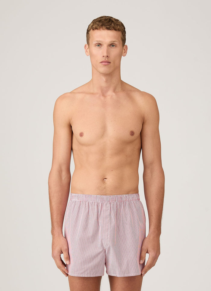 Men's Classic Boxer Short in White/Red Pinstripe