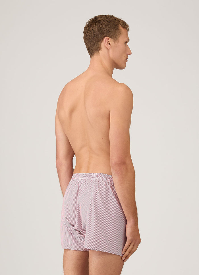 Men's Classic Boxer Short in White/Red Pinstripe