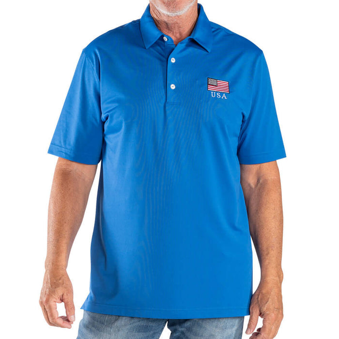 Men's Greg Norman Freedom Pique USA Polo - The Flag Shirt