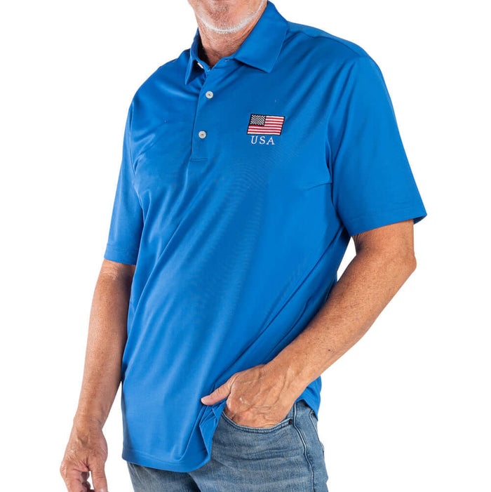 Men's Greg Norman Freedom Pique USA Polo - The Flag Shirt