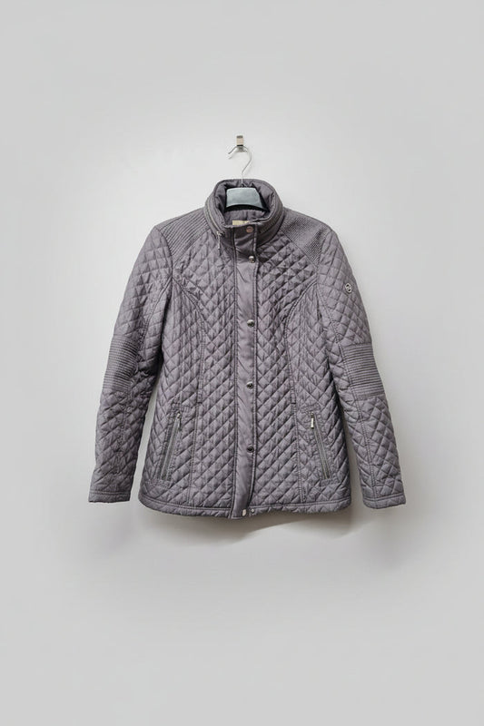 Michael Kors (M) Grey Quilted Jacket Size Medium Zipped Coat UK 10 12 EU 38 40 - USED CONDITION
