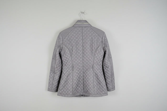 Michael Kors (M) Grey Quilted Jacket Size Medium Zipped Coat UK 10 12 EU 38 40 - USED CONDITION