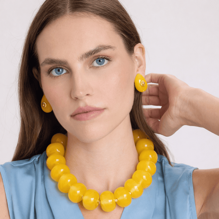 Michael Nash Jewelry Rosamund Ochre Resin Pierced Earrings